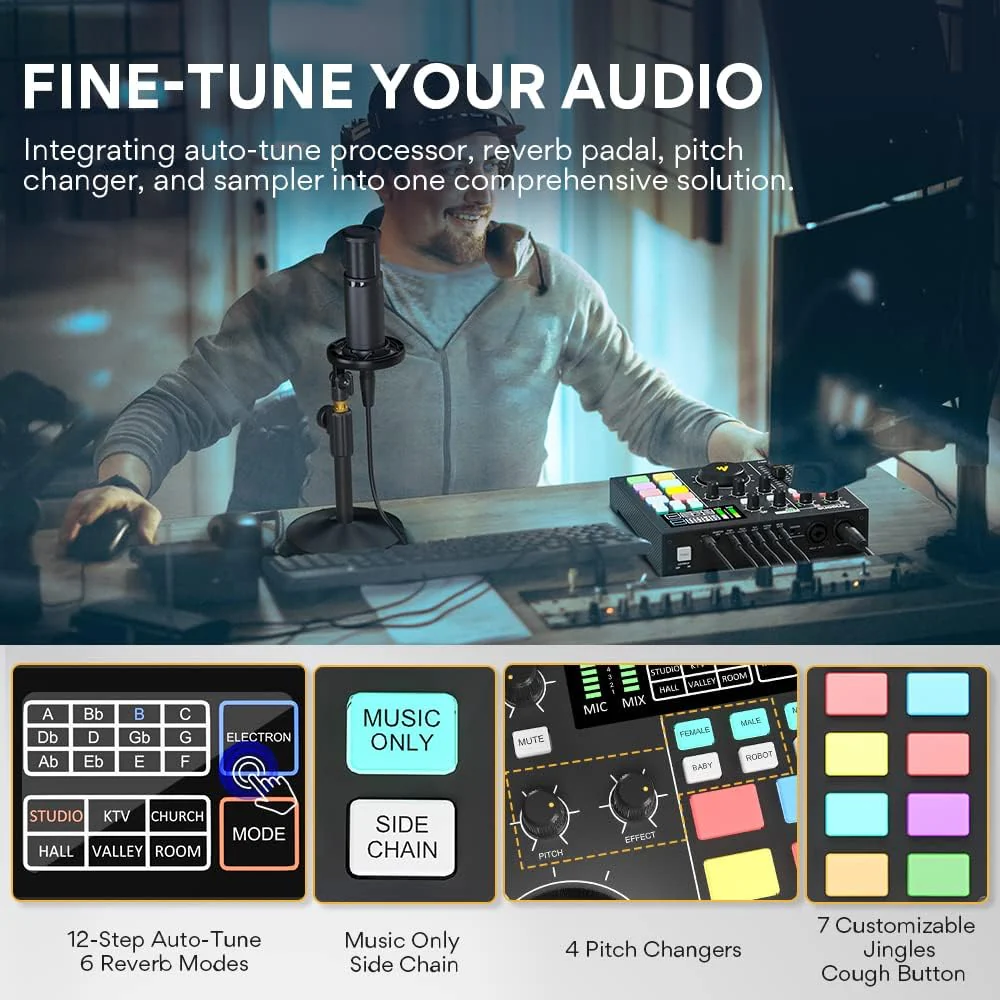 MAONO MaonoCaster All-In-One Podcast Production Studio AU-AM100 Bundle - kit with pm 320T and mh601 - Image 3