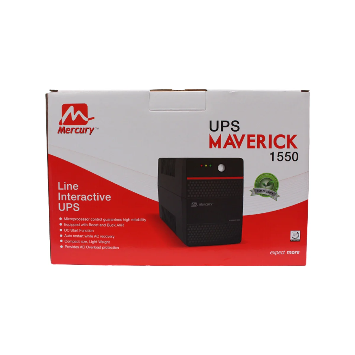 Mercury Maverick 1550 UPS Offline 1550VA/930W 4X Universal Socket 2X 8.2AH Battery UK Power Cord - Image 2