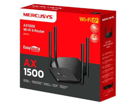 MERCUSYS MR60X AX1500 Dual-Band WiFi 6 Router – High-Speed Gigabit Wireless Internet Router for Home & Office