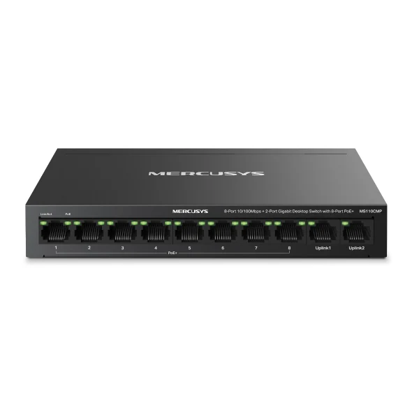 Mercusys MS110CMP 8-Port 10/100 Mbps + 2-Port Gigabit Desktop Switch – Provides reliable network connectivity for stable internet sharing and smooth data transfer in homes and offices