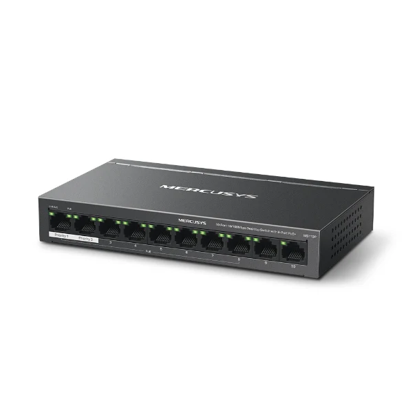 MERCUSYS MS110P PoE switch – Provides reliable power and network connectivity for IP cameras, access points, and small business setups - Image 2