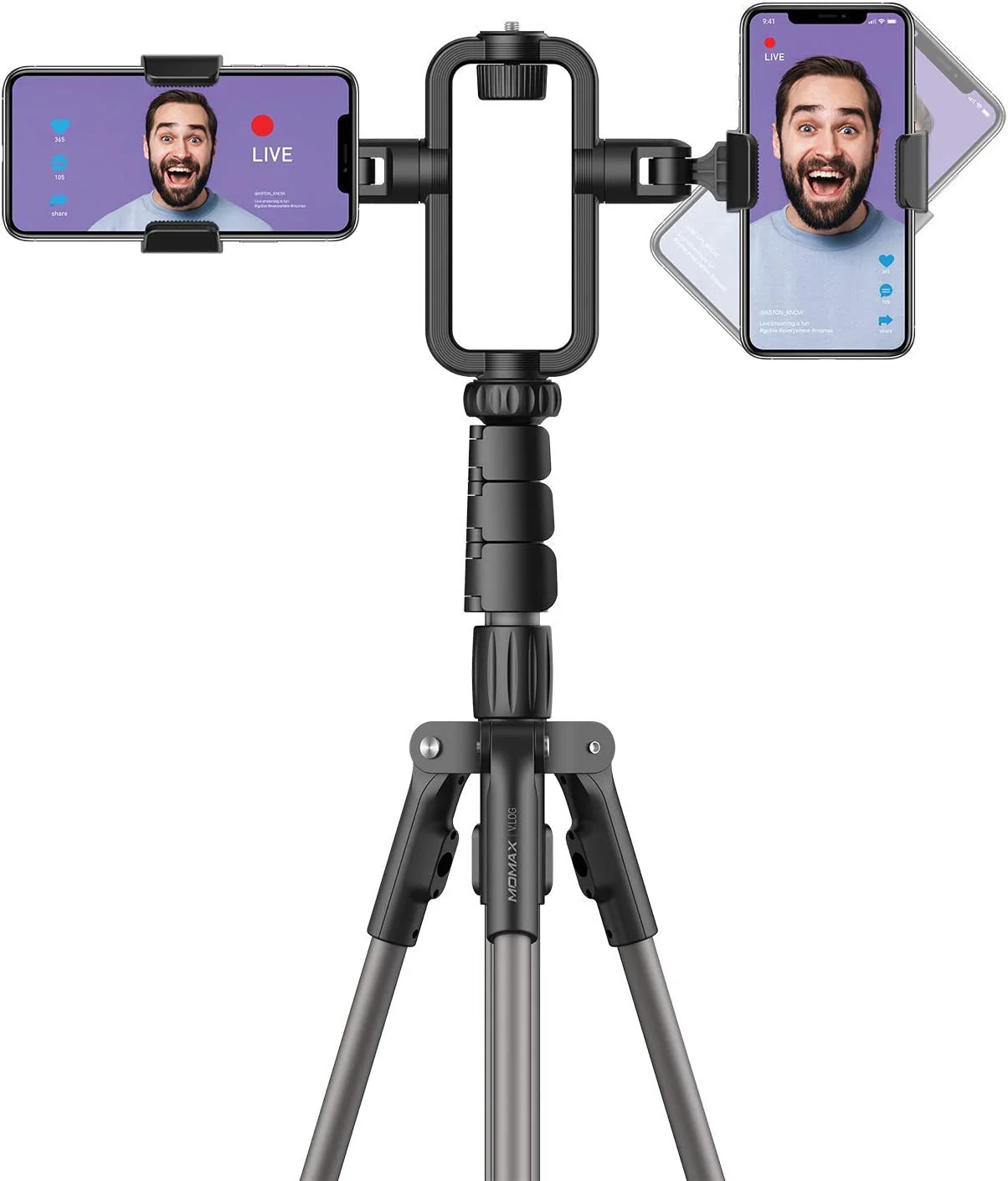 MOMAX V.Log Livestream dimmable LED Ring Light 12" with Stretchable Tripod Stand 3 Phone Holder Annular Lamp for Selfie/Makeup/Live Stream/Video/Vlog/Camera/Photo Shooting FL3D+TR9 - Image 3