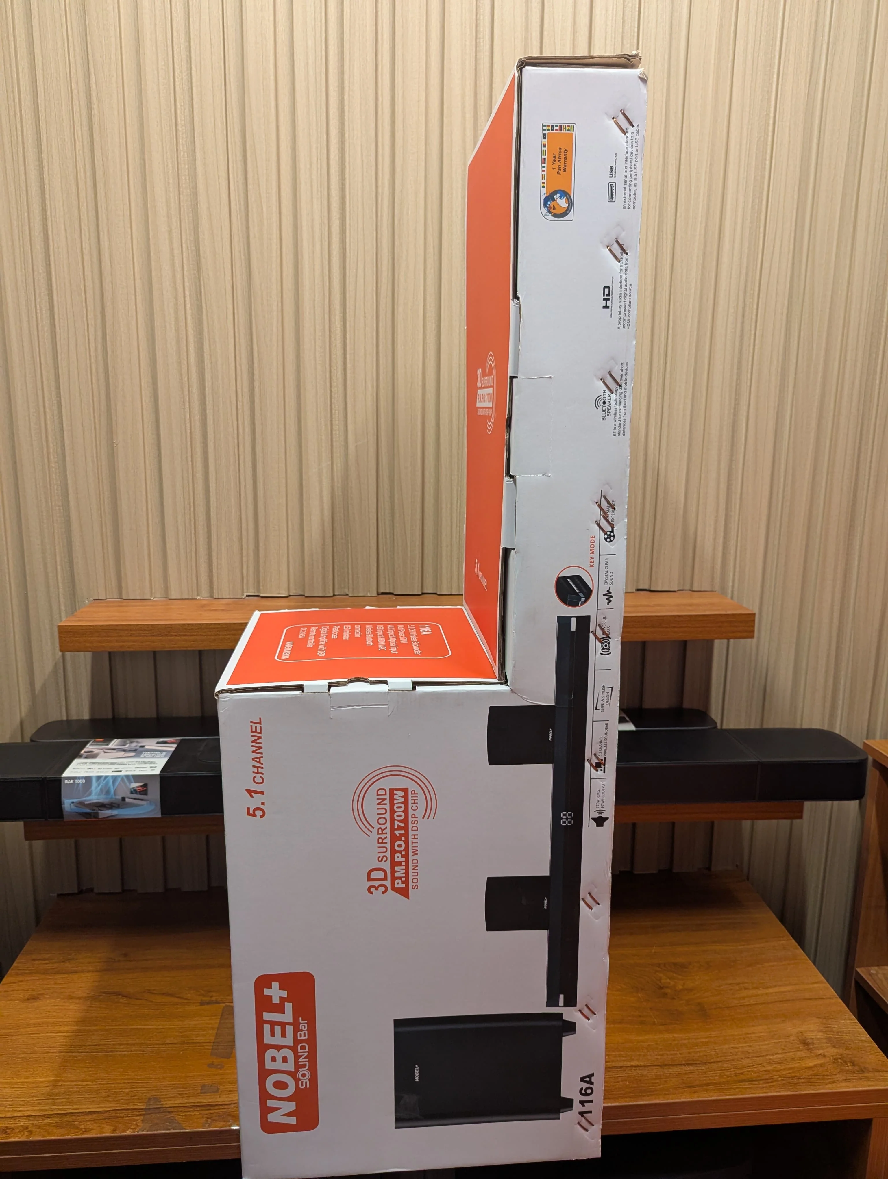 Nobel 116A 5.1CH Powerful Wireless Soundbar BT/AUX/Optical subwoofer - Image 2