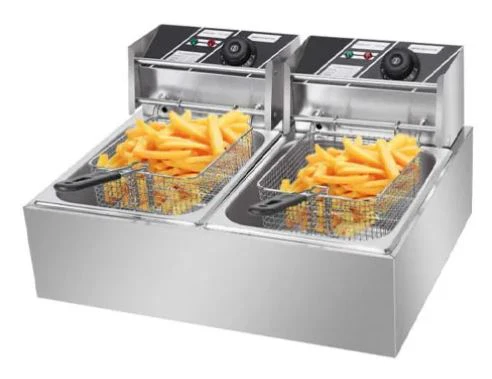 Nunix DF-6D Double Tank 6L + 6L Stainless Steel Electric Deep Fryer – Durable Fast-Heating Fryer for Restaurants & Catering