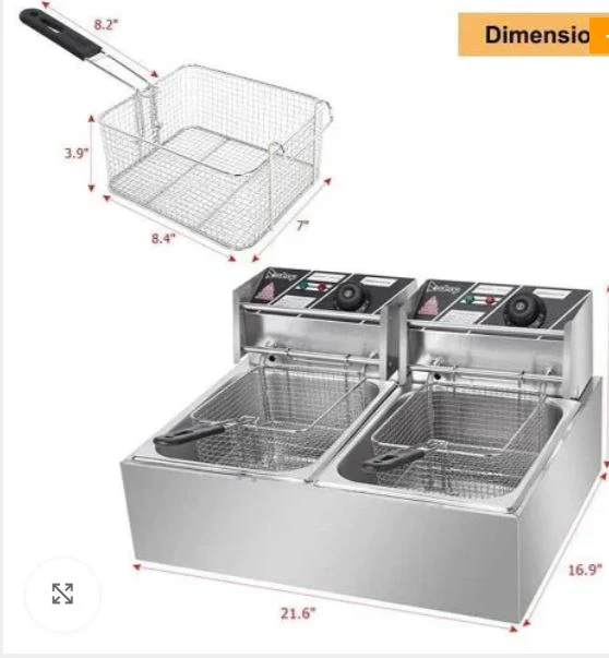 Nunix DF-6D Double Tank 6L + 6L Stainless Steel Electric Deep Fryer – Durable Fast-Heating Fryer for Restaurants & Catering - Image 2