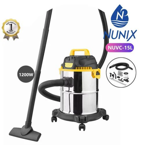 Nunix NUVC-15 15L Capacity Wet and Dry Vacuum Cleaner – Heavy Duty Industrial Cleaning Machine for Home, Office, Workshop, Automotive and Commercial Applications