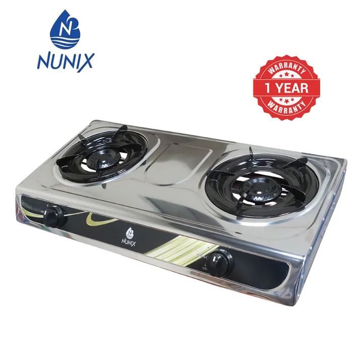 Nunix SC-001 2 Burner Table Top Gas Cooker Stainless Steel - Image 2