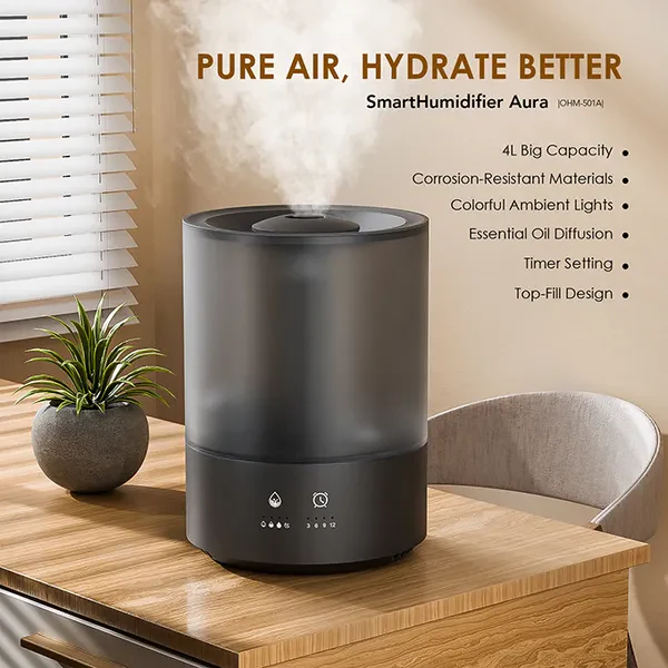 Oraimo Aura OHM-501A 4L Smart Humidifier Pure Air – Improves indoor air quality by adding moisture for a more comfortable and healthier living environment - Image 2