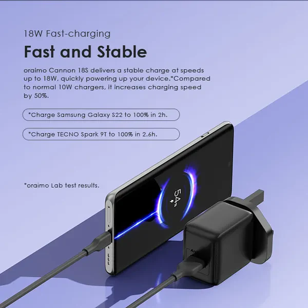 Oraimo OCW-5184U+C53 Cannon 18S 18W Type C Wall Charger Kit - Image 2