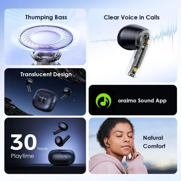 Oraimo OEB-E04D Riff 2 Half in-Ear True Wireless Bluetooth Earbuds - Image 3