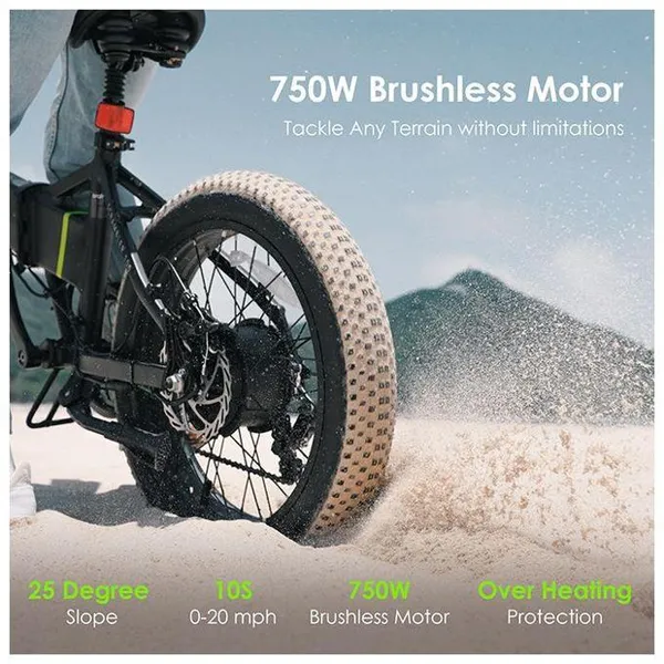 Oraimo OEK-5330N‎ Scrambler 100 750W Fat-tire Adult Fast Charging Electric Bike with Brushless Motor - Image 2
