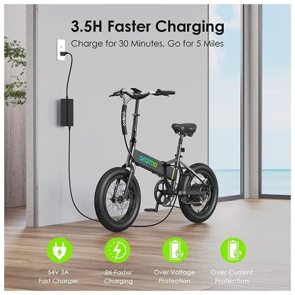 Oraimo OEK-5330N‎ Scrambler 100 750W Fat-tire Adult Fast Charging Electric Bike with Brushless Motor - Image 4