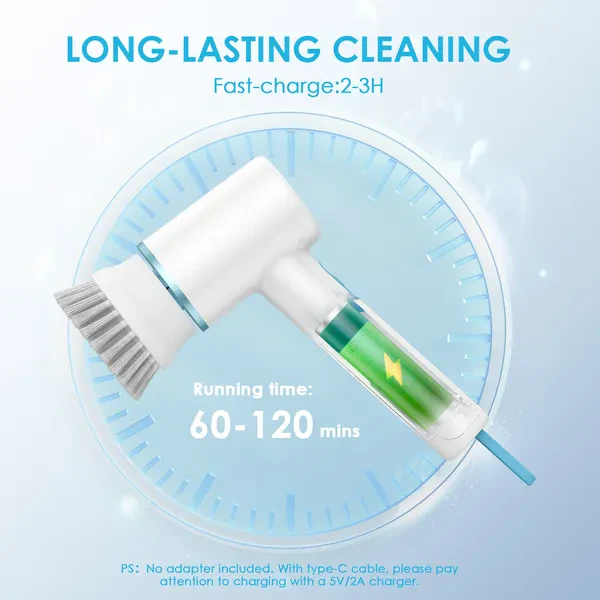 Oraimo OSS-204A Ultra Cleaner Scrubber Cordless 1.5H Runtime Electric Spin Brush with 5 Replacement Heads - Image 4