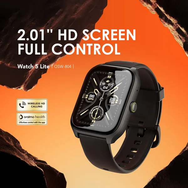Oraimo OSW-804 5 Lite 2.01″ HD Smart Watch – IP68 Waterproof, Fitness Tracker, Heart Rate Monitor & Long Battery Life - Image 2