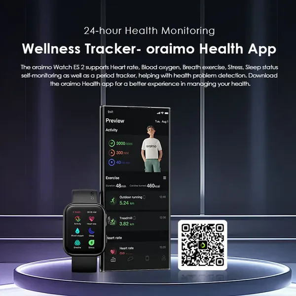 Oraimo OSW-810 Watch ES 2 1.95″ AMOLED IP68 Smart Watch - Image 4
