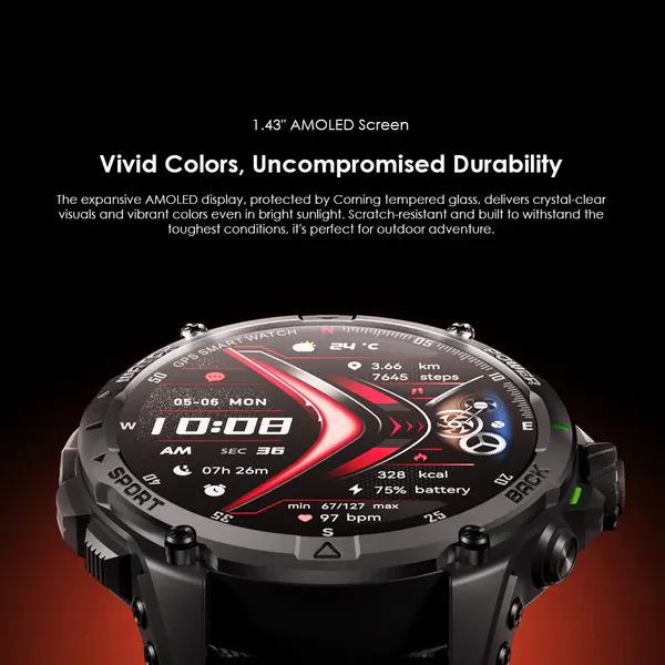 Oraimo OSW-852H GT 1.43" AMOLED 3ATM GPS Smart Watch – Offers accurate fitness tracking and smart connectivity for daily health and activity monitoring - Image 2