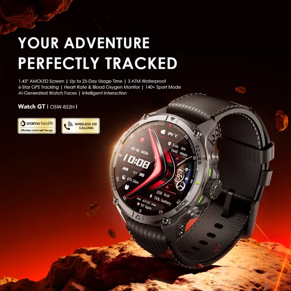 Oraimo OSW-852H GT 1.43" AMOLED 3ATM GPS Smart Watch – Offers accurate fitness tracking and smart connectivity for daily health and activity monitoring - Image 3