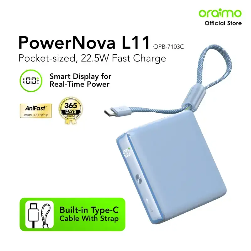 Oraimo PowerNova L11 OPB-7103C 22.5W 10000mAh pocket sized fast charging power bank – Provides reliable fast charging on the go, keeping your devices powered anytime and anywhere - Image 3