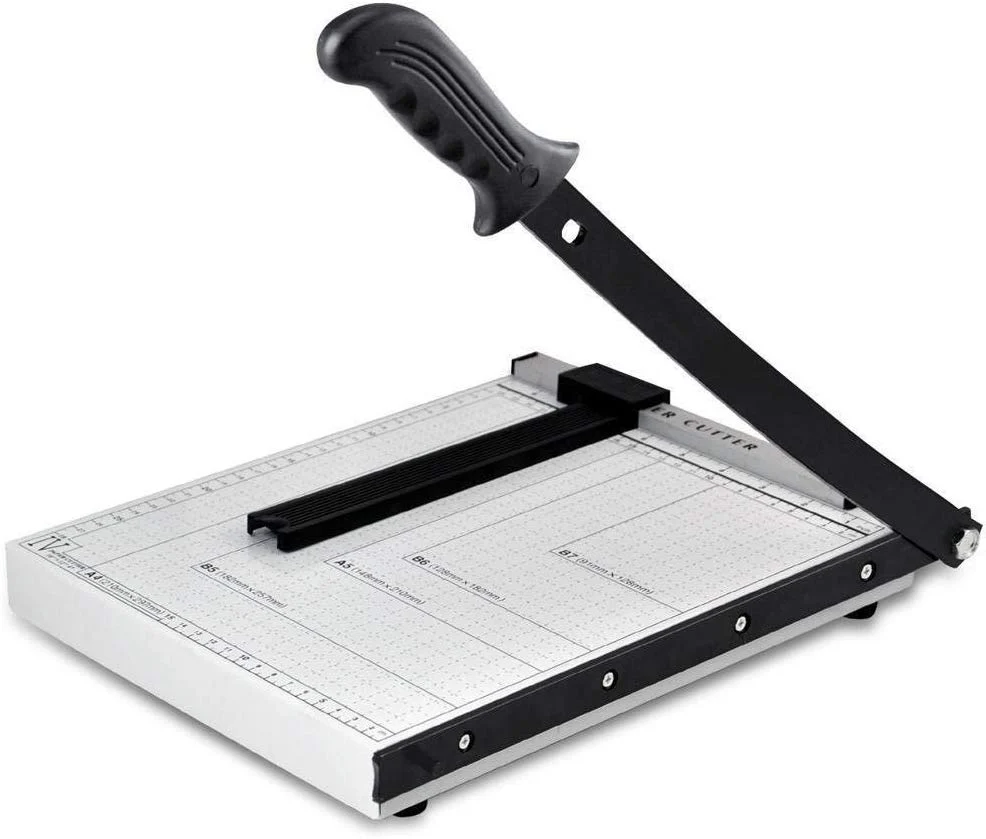 Paper Cutter A4 Size 12 Inch, Guillotine Trimmer White, 10 Sheet Capacity for Home Office, Automatic Clamp, Sturdy Plastic Base - NO 829-4 - Image 2