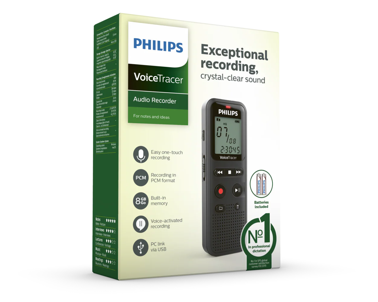 Philips DVT1160 8GB Voice Tracer Audio Recorder – Captures clear voice recordings with ease, ideal for meetings, lectures, and personal notes - Image 4