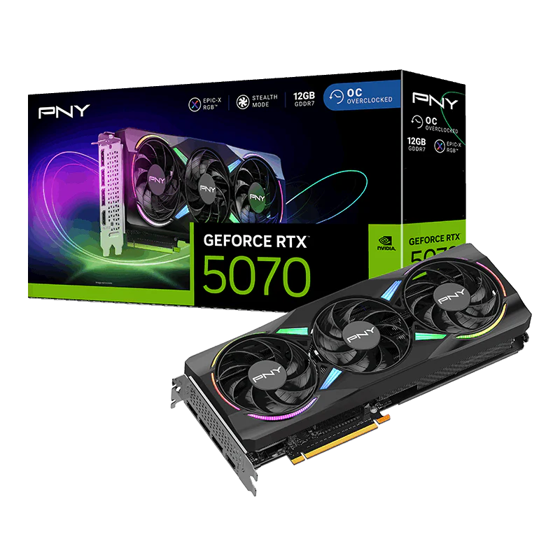 PNY GeForce RTX 5070 ARGB EPIC-X RGB OC Triple Fan 12GB GDDR7 Graphics Card