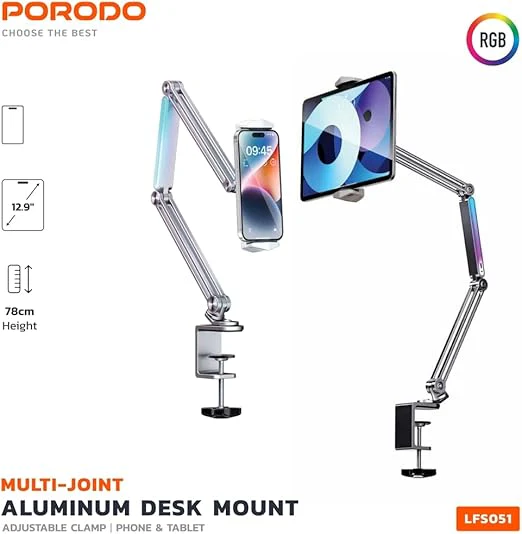 Porodo Adjustable and Foldable Cantilever Bracket with LED - Image 3