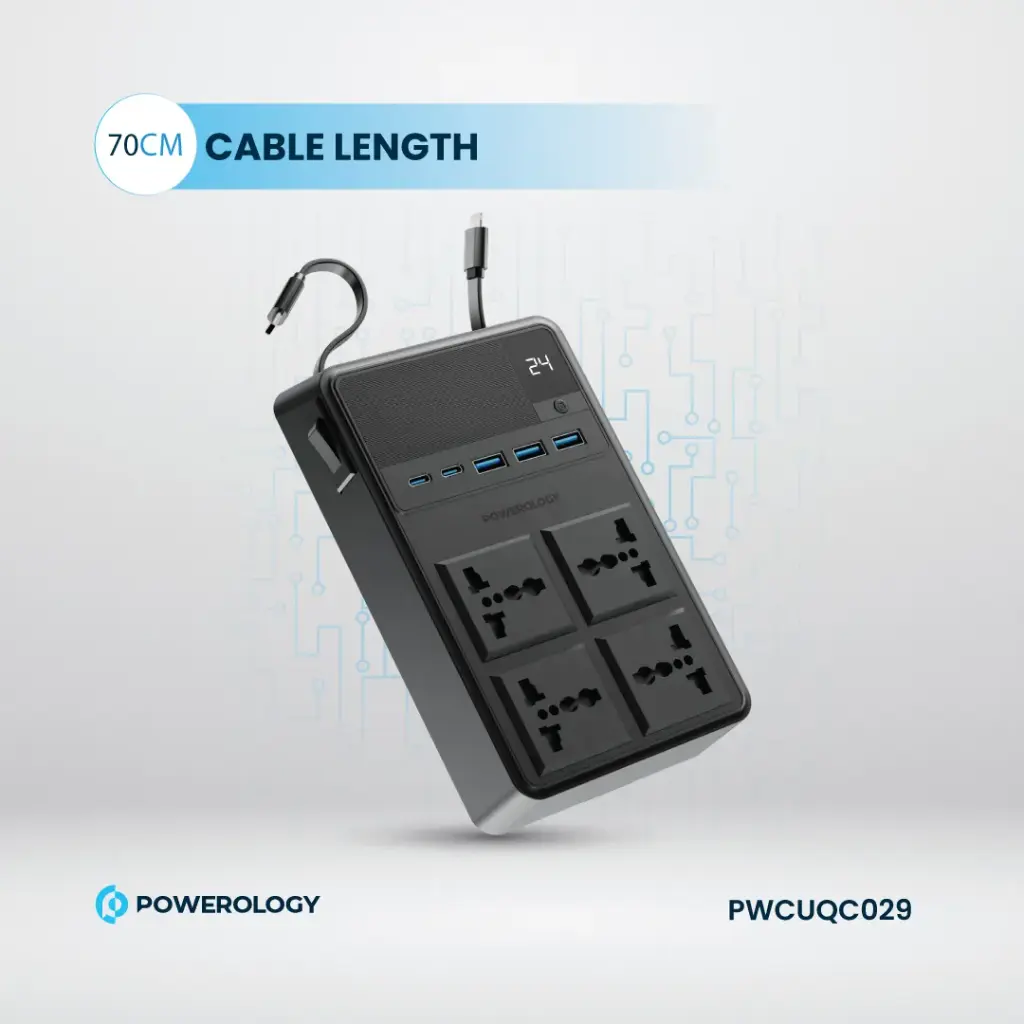 Powerology 2500W 6AC Power Strip with Built-In Retractable Cables - Image 13