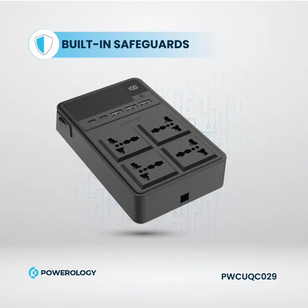Powerology 2500W 6AC Power Strip with Built-In Retractable Cables - Image 5