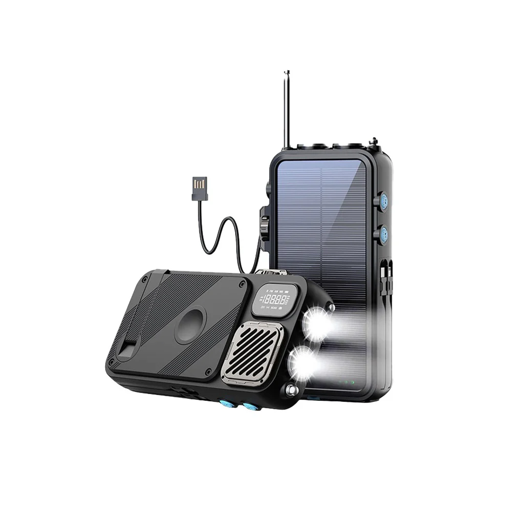 Powerology PP049 16000mAh Solar Power Bank with FM Radio Speaker and Lights - Image 2