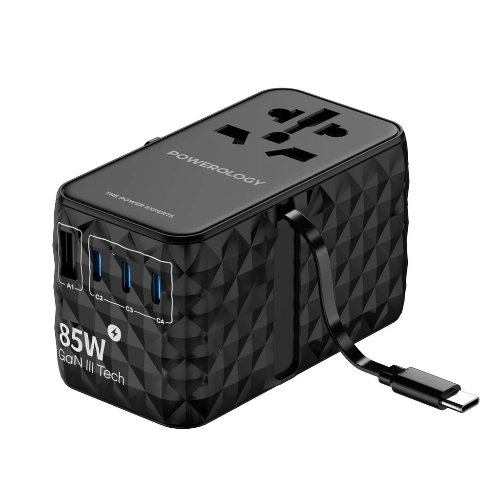 Powerology Universal GaN 85W Super Charger Retractable Type-C Cable (PWCUQC026BK) - Image 2