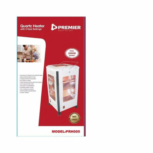 Premier PRH005 2000W Quartz Room Heater – 360° Heating Design with 5 Adjustable Heat Settings and Energy-Efficient Performance - Image 2