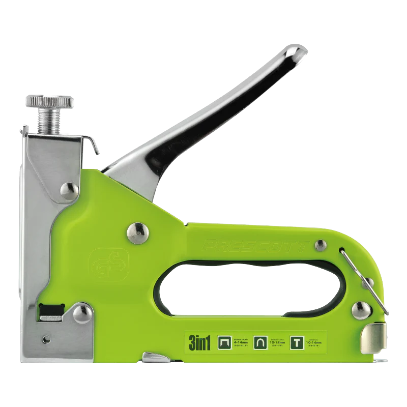 Prescott PHPSU02 3-Way Hand Staple Gun– Compatible with 4–14 mm Staples, Multi-Purpose Tacker for Upholstery, Woodworking & DIY