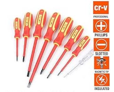Prescott PHSS181 8-Pcs VDE Screwdriver Set – Insulated Electrician Screwdrivers, Anti-Slip Handles, High-Quality Precision Tools for Electrical Work - Image 2
