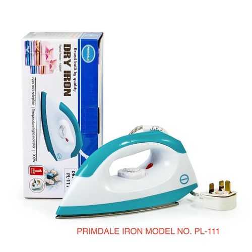Primdale PL-111 1000W Dry Iron- Provides efficient and consistent heat for quick, smooth ironing of clothes at home or everyday use