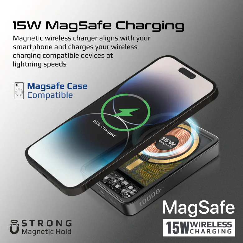 Promate 10000mAh Magnetic Wireless Charging Power Bank(LUCIDPACK-10) - 15W Magnetic Wireless Charger, 20W USB-C Power Delivery, 10000mAh of Power Output - Image 3