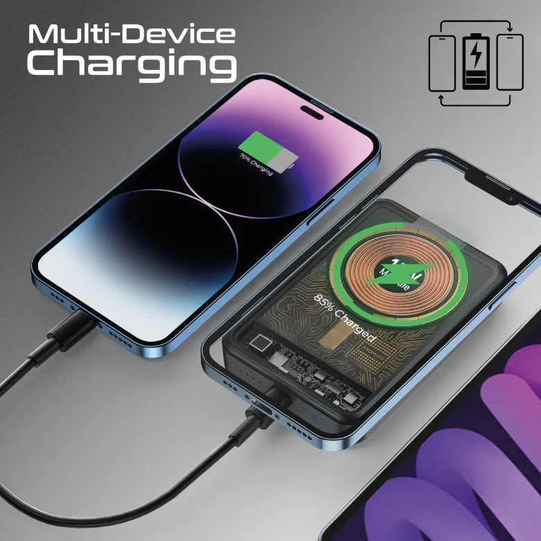 Promate 10000mAh Magnetic Wireless Charging Power Bank(LUCIDPACK-10) - 15W Magnetic Wireless Charger, 20W USB-C Power Delivery, 10000mAh of Power Output - Image 4