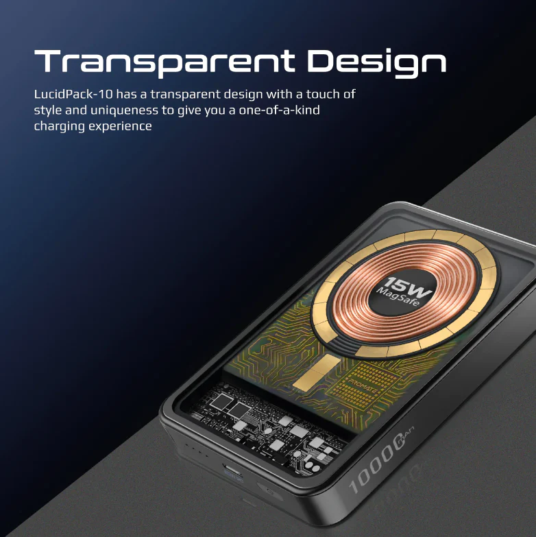 Promate 10000mAh Magnetic Wireless Charging Power Bank(LUCIDPACK-10) - 15W Magnetic Wireless Charger, 20W USB-C Power Delivery, 10000mAh of Power Output - Image 7