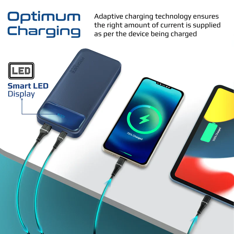 Promate 10000mAh Slim Power Bank (Navy) - Image 3