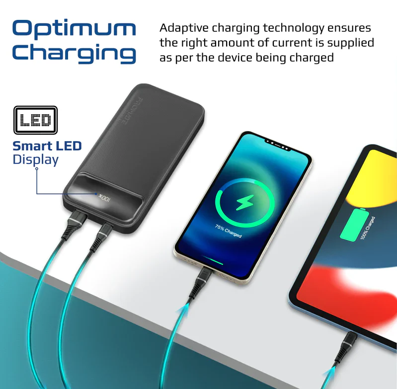 Promate 10000mAh Ultra Slim Power Bank (TORQ-10) - 20W Power Delivery, Quick Charge 3.0 ports - Image 6