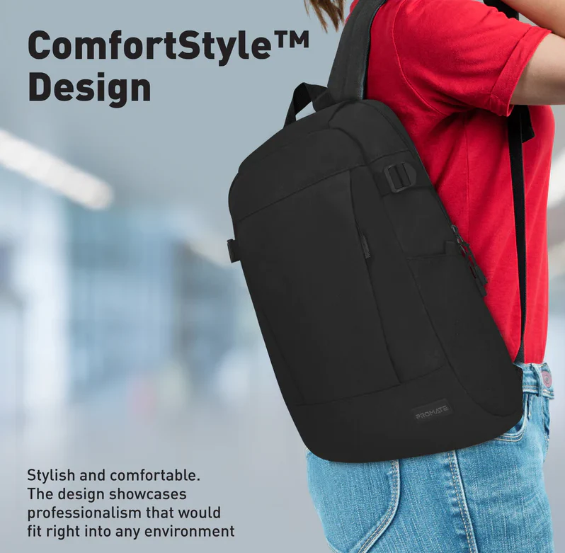 Promate 15.6" Casual ComfortStyle Laptop Backpack (BIRGER) - ComfortStyle Design, 2 Quick Access Pockets, For Laptops Up to 15.6" - Image 2