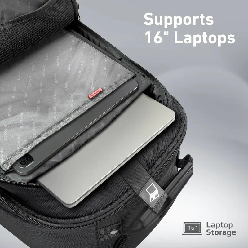 Promate 16 Inch SecureStorage Trolley bag for Laptop with Multiple Large Compartments (Mogul-TR) - Image 2