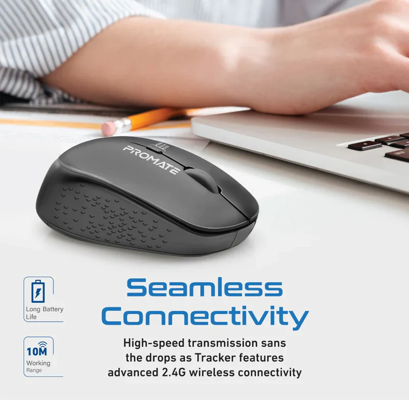 Promate 1600DPI Dual Tone Ergonomic Wireless Mouse (TRACKER) - Adjustable 1600 DPI, MaxComfort Ergonomic Design - Image 5