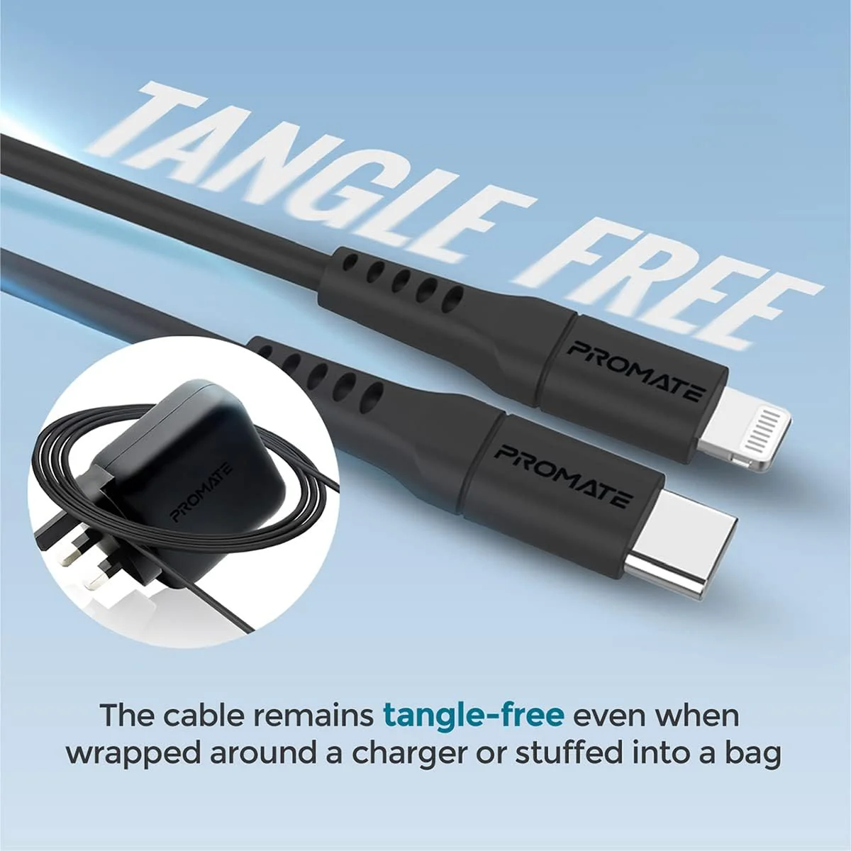 Promate 20W Power Delivery Fast Charging USB-C to Lightning 2M Cable (PowerLink-200) - Image 4