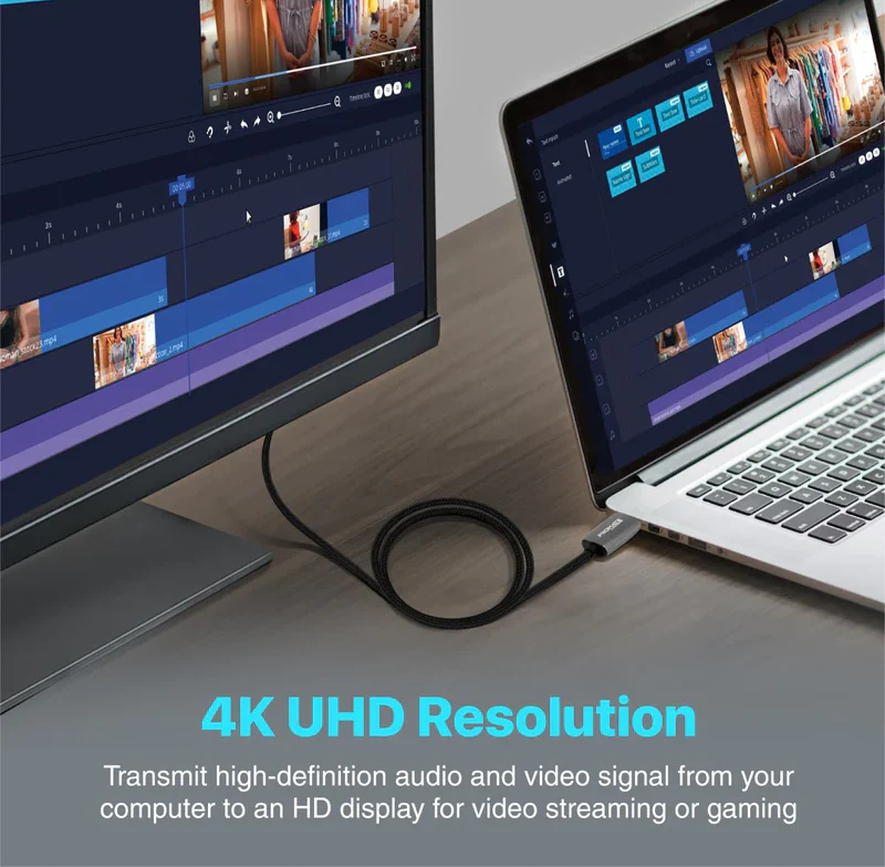 Promate 4K@60Hz DisplayPort to HDMI Cable (PROLINK-DP200) - 4K@60Hz High-Definition, 2m Cable Length - Image 3