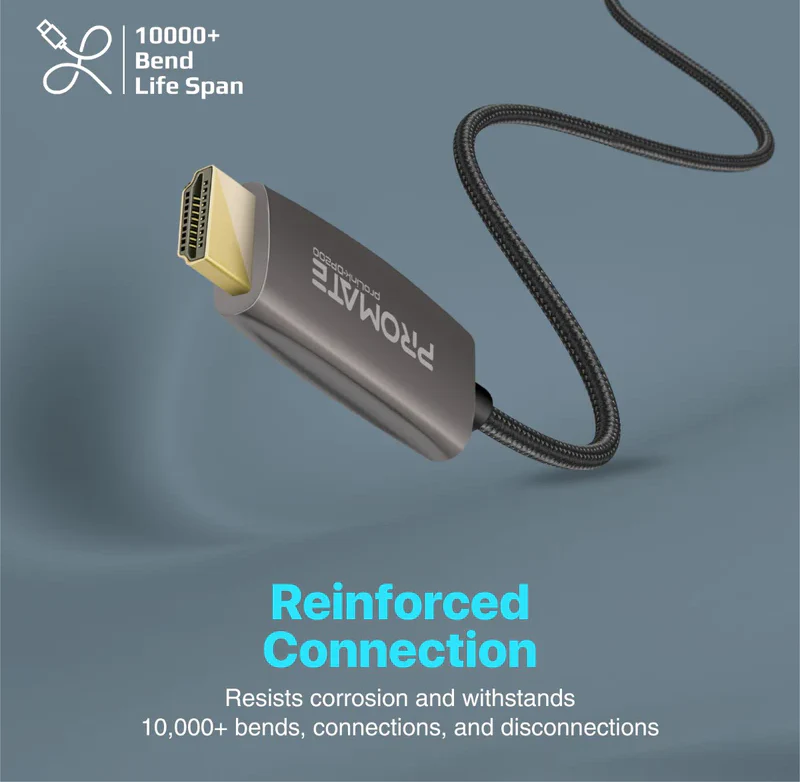 Promate 4K@60Hz DisplayPort to HDMI Cable (PROLINK-DP200) - 4K@60Hz High-Definition, 2m Cable Length - Image 4
