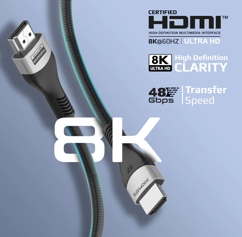 Promate 8K@60Hz Ultra High-Speed HDMI 2.1 Cable (PRIMELINK8K-300) - 8K@60Hz High-Definition, 3M Cable Length - Image 6