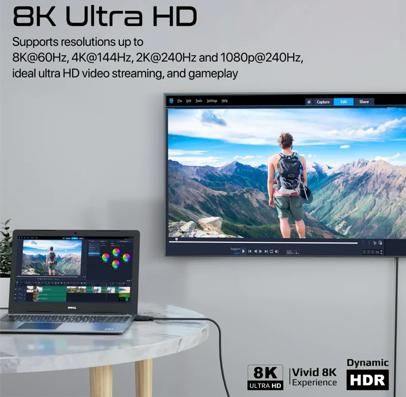 Promate 8K DisplayPort to DisplayPort Cable (DPLINK-300) - 8K@60Hz High-Definition, 3Meters Cable Length - Image 3