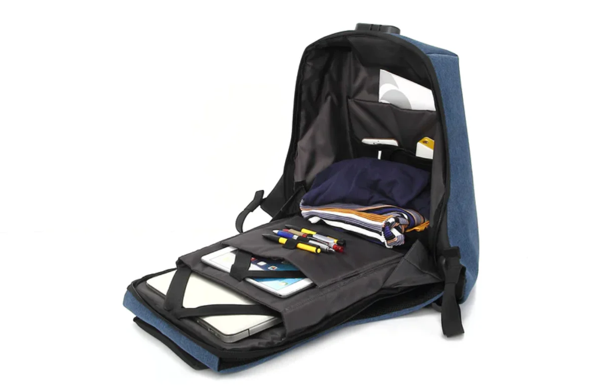 Promate Anti-Theft Water-Resistant Backpack for 16”Laptops (DEFENDER-16) - Water-Resistant, TSA Lock, USB Port, Rear Anti-Theft Pocket, For Laptops Up to 16" - Image 3