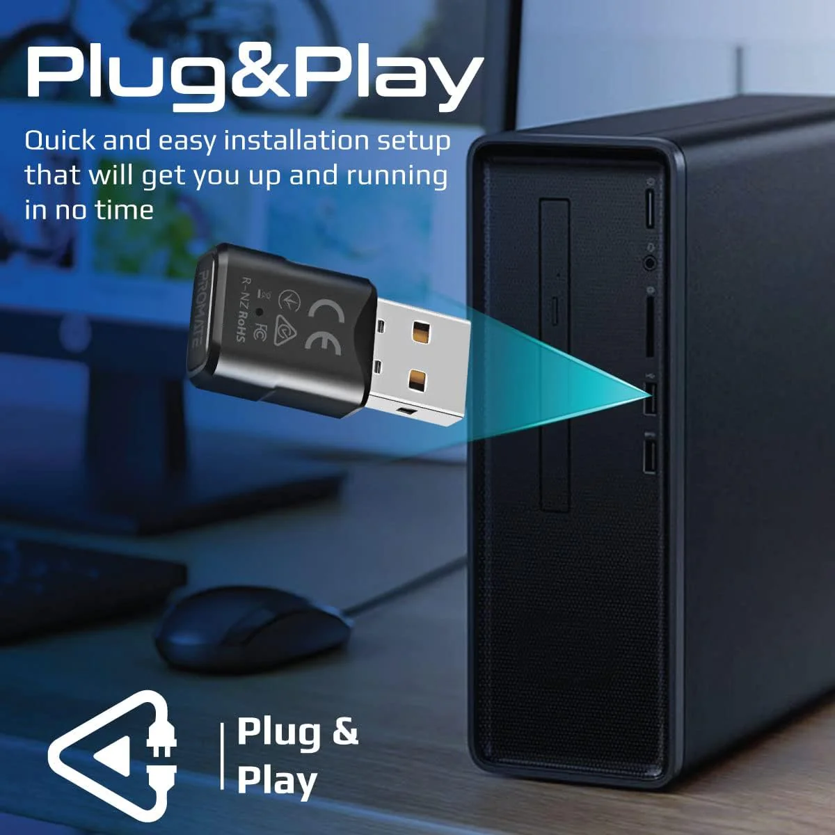 Promate Bluelink MultiPoint Pairing Wireless Audio Adapter - Bluetooth v5.0 Audio Adapter, 20m Transmission Range, Low Power Consumption - Image 5
