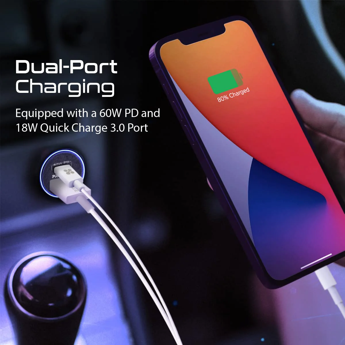 Promate Bullet-PD60 RapidCharge™ Mini Car Charger with 60W Power Delivery & Quick Charge 3.0 - Charge Laptop - Image 2